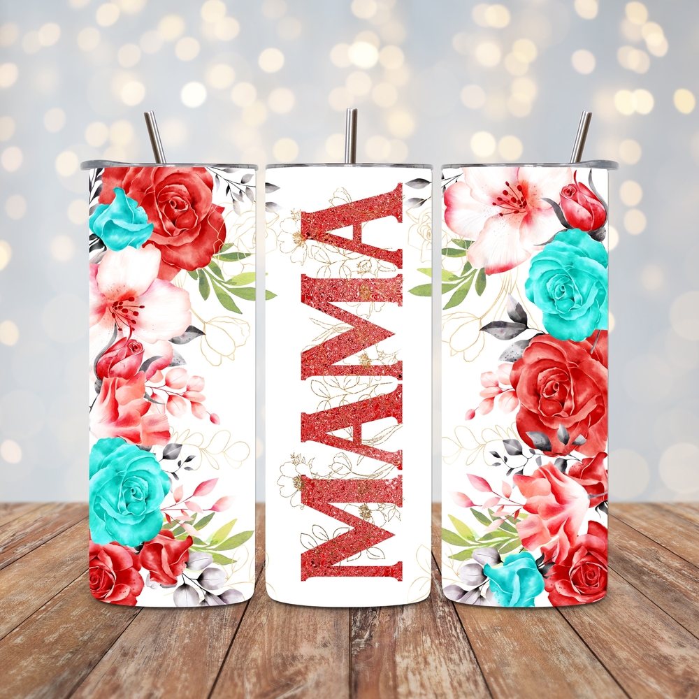 Floral Mama Tumbler with Straw